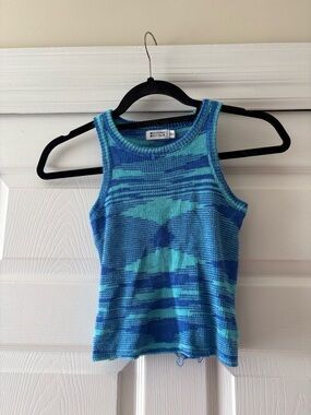 Blue Knit Crop Top - Striped Aqua & Royal Blues